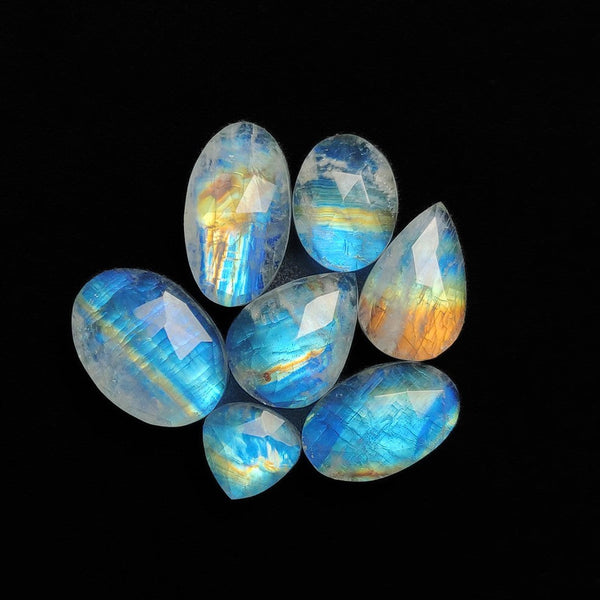 Rose Cut Rainbow Moonstone Doublets Lot
