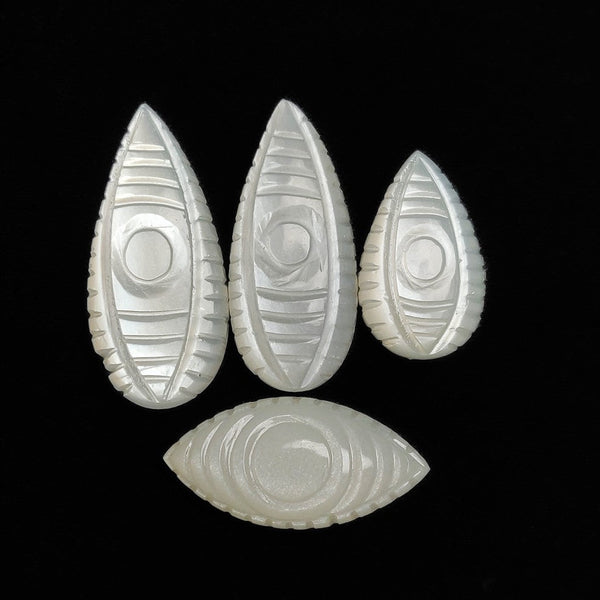 White Moonstone Evil Eye Carving Lot