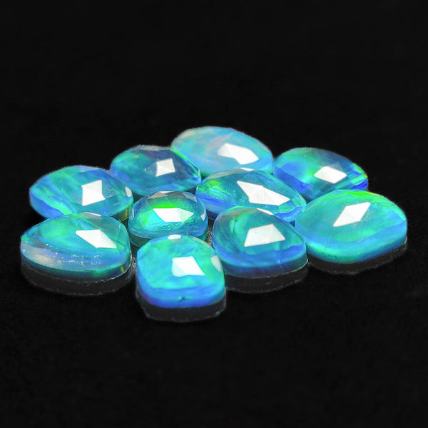 Rose Cut Crystal And Aurora Opal Doublets Lot