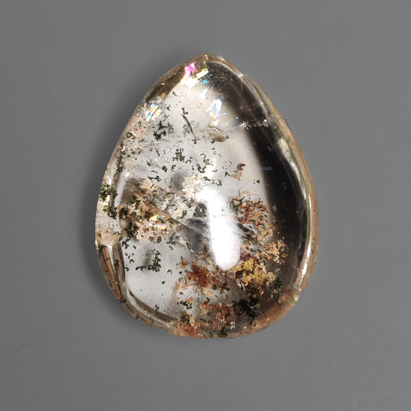 High Grade Lodolite Cabochon with Rare Rainbow Inclusions
