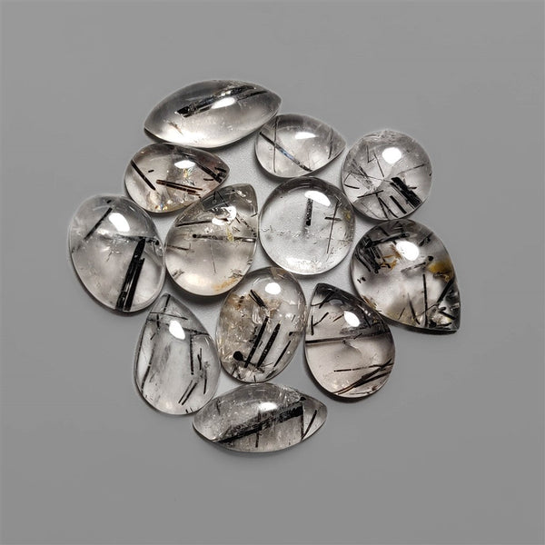 Black Tourmaline In Quartz Cabochons Lot