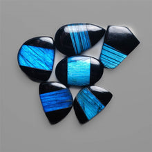 Labradorite Inlay In Black Onyx Cabochons Lot