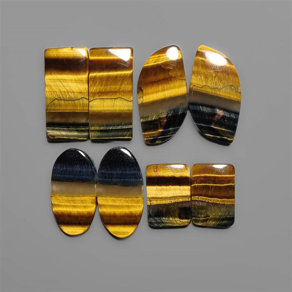 Rare Bicolor Pattern Tiger Eye Cabochons Lot