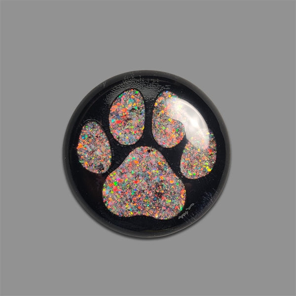 Crushed Opal Paw Inlay In Black Onyx Doublet-4894 | Gemstone for sale