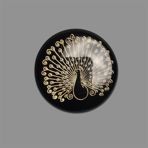 Gilded Peacock Inlay In Black Onyx Doublet-4895 | Gemstone for sale