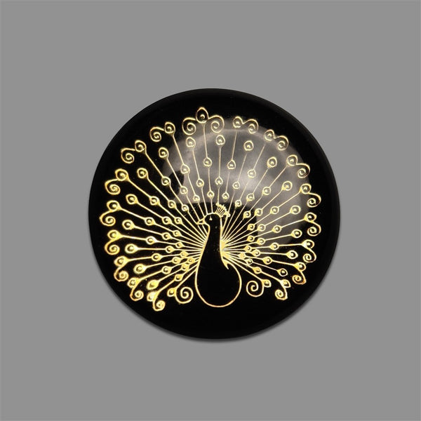Gilded Peacock Inlay In Black Onyx Doublet-4896 | Gemstone for sale