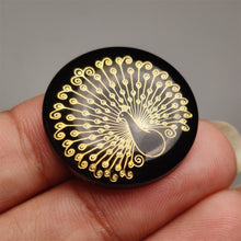 Gilded Peacock Inlay In Black Onyx Doublet