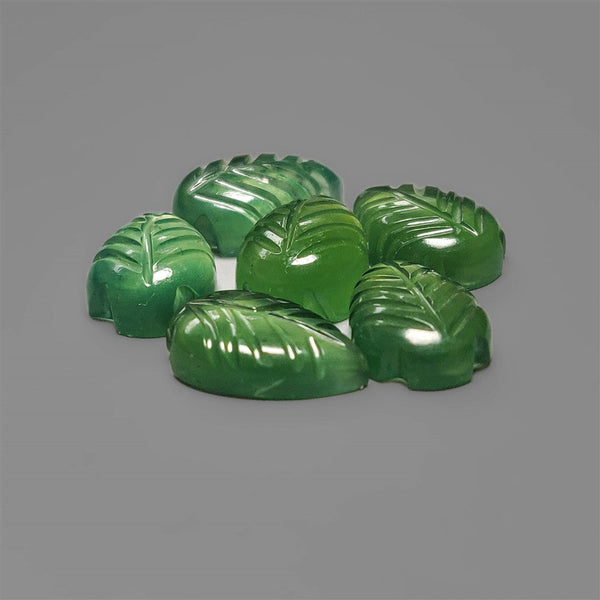 Handcarved Gemmy Serpentine Leaves Lot