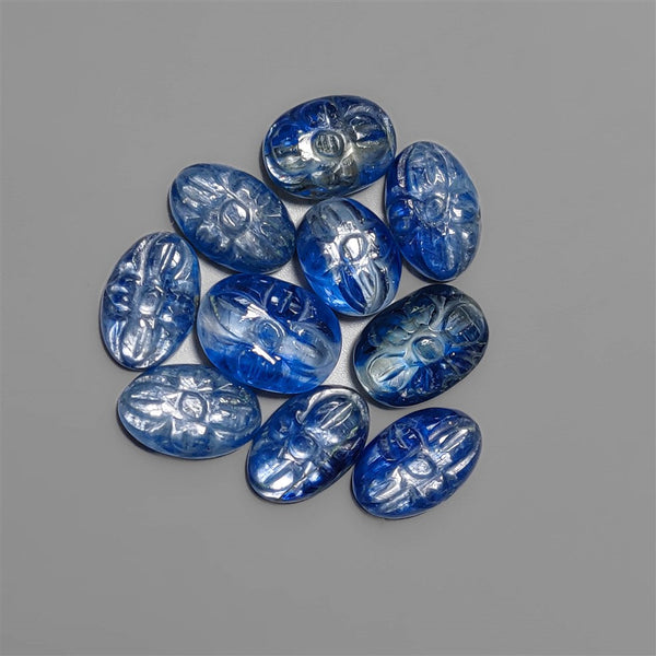 Flashy Blue Kyanite Mughal Carvings Lot