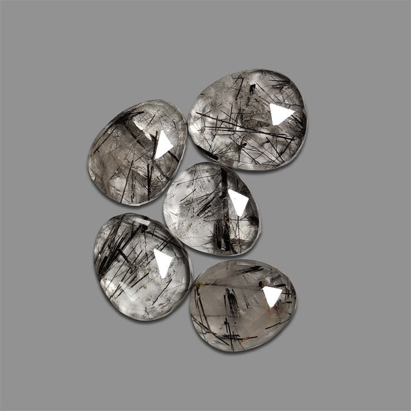 Rose Cut Black Rutilated Quartz Lot-4915 | Gemstone for sale