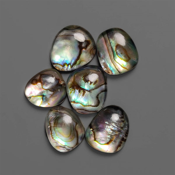 Himalayan Quartz And Abalone Shell Doublet Cabochons Lot