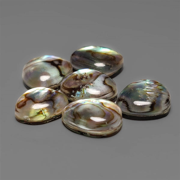 Himalayan Quartz And Abalone Shell Doublet Cabochons Lot