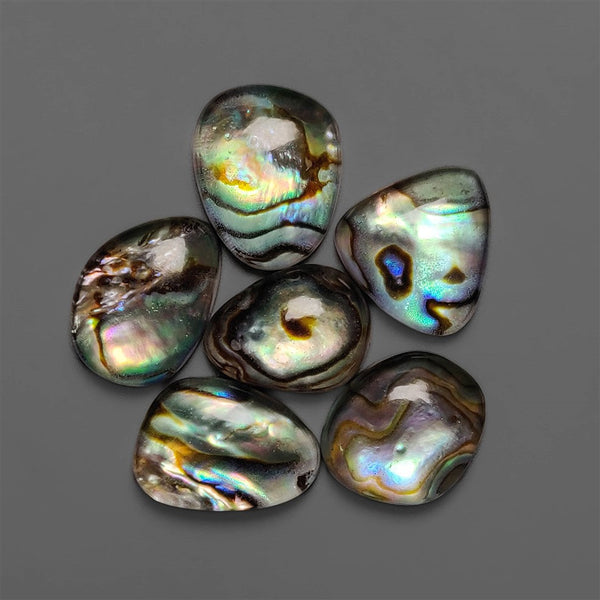 Himalayan Quartz And Abalone Shell Doublet Cabochons Lot
