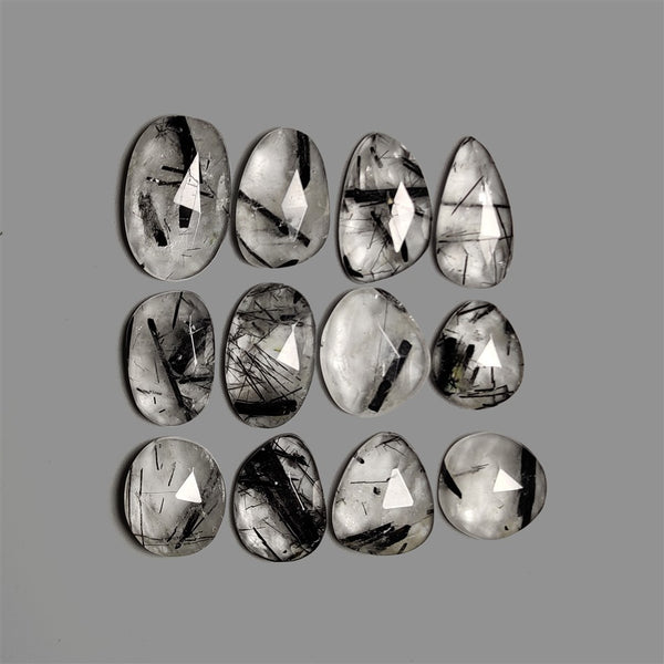 Rose Cut Black Tourmaline In Quartz Lot-4860 | Gemstone for sale