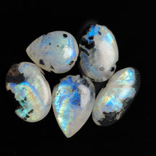 Rainbow Moonstone With Black Tourmaline Inclusion Cabochons Lot