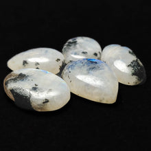 Rainbow Moonstone With Black Tourmaline Inclusion Cabochons Lot