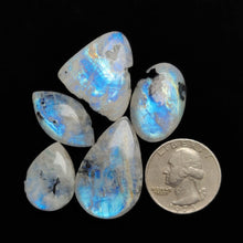 Rainbow Moonstone With Black Tourmaline Inclusion Cabochons Lot