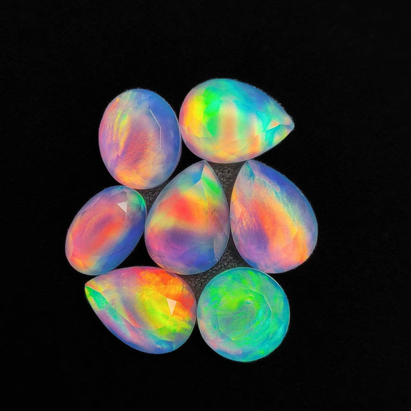 Faceted Crystal And Aurora Opal Doublets Lot