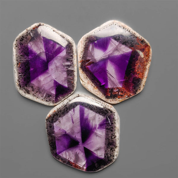 Trapiche Amethyst Slice Cabochons Lot