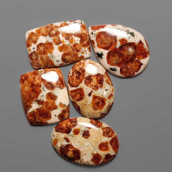 Garnet In Limestone Cabochons Lot