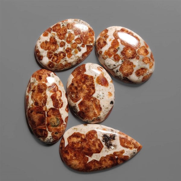 Garnet In Limestone Cabochons Lot