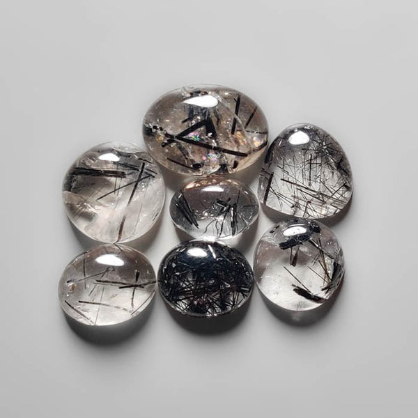 Black Tourmaline In Quartz Cabs Lot 2201