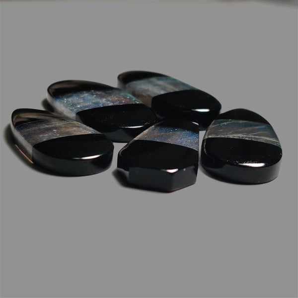 Labradorite Inlay In Black Onyx Lot