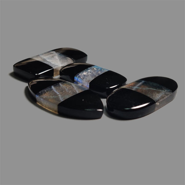 Labradorite Inlay In Black Onyx Lot
