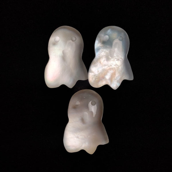 Himalayan Quartz And Mother Of Pearl Ghost Carvings Lot