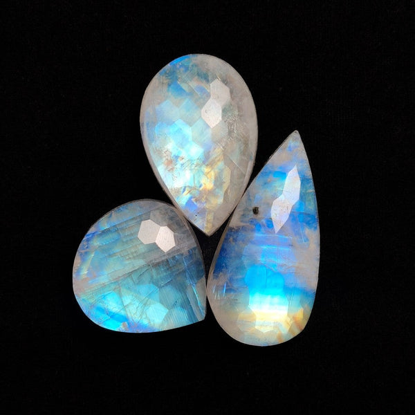 Honeycomb Cut Rainbow Moonstones Lot