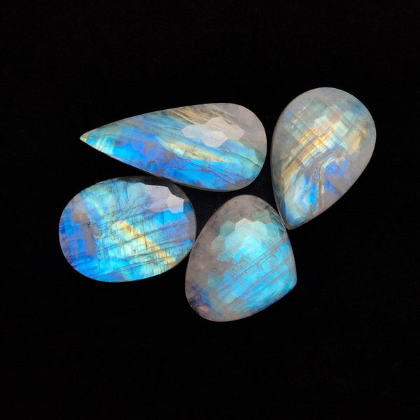 Honeycomb Cut Rainbow Moonstones Lot