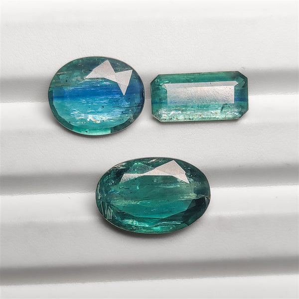 Faceted Rare Bicolor Blue-Green Kyanites Lot