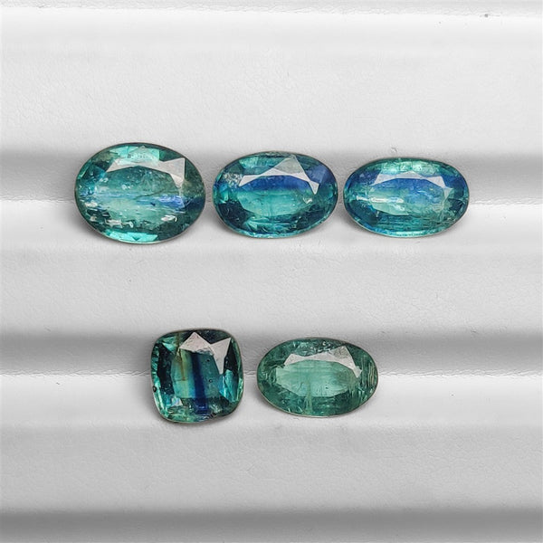 Faceted Rare Bicolor Blue-Green Kyanites Lot