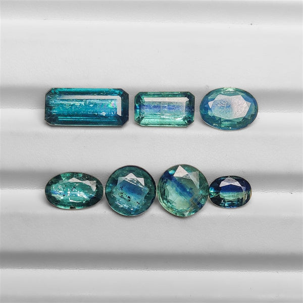 Faceted Rare Bicolor Blue-Green Kyanites Lot