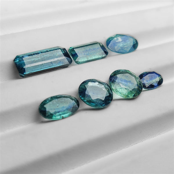 Faceted Rare Bicolor Blue-Green Kyanites Lot