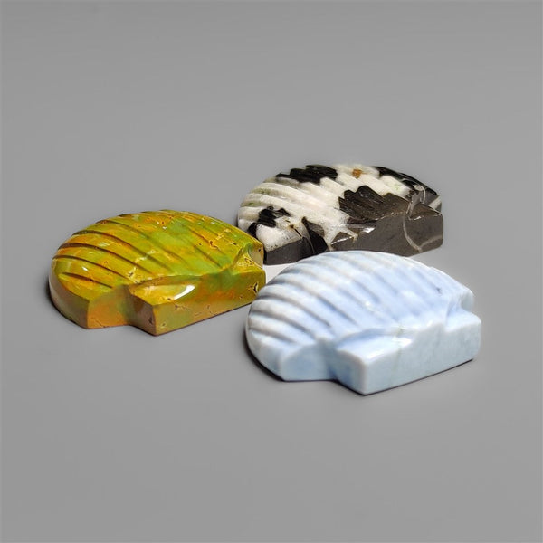 Handcarved Mix Gemstone Shells Lot