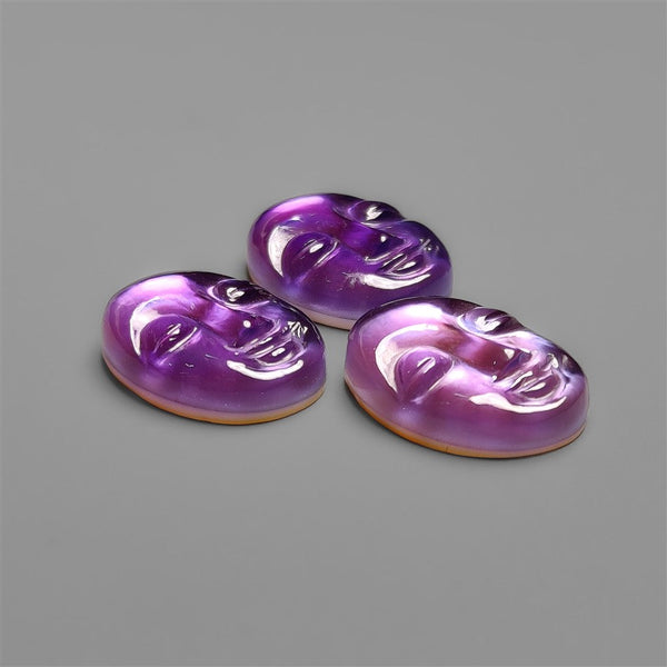 Handcarved Amethsyt And Mother Of Pearl Doublet Moonface Lot