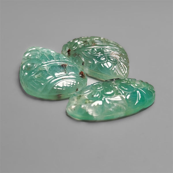Mughal Carved Gemmy Aqua Chrysoprase Lot