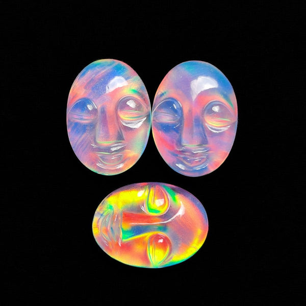 Himalayan Quartz And Aurora Opal Doublet Moonface Lot