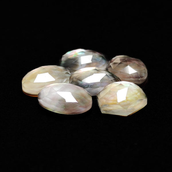 Rose Cut Himalayan Quartz And Mother Of Pearl Doublets Lot