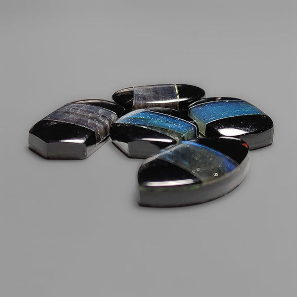 Labradorite Inlay In Black Onyx Lot