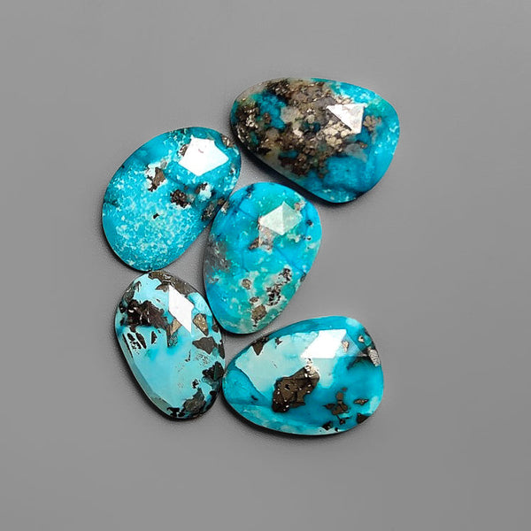Rose Cut Persian Turquoise With Pyrite Inclusion Lot-4499 | Gemstone for sale