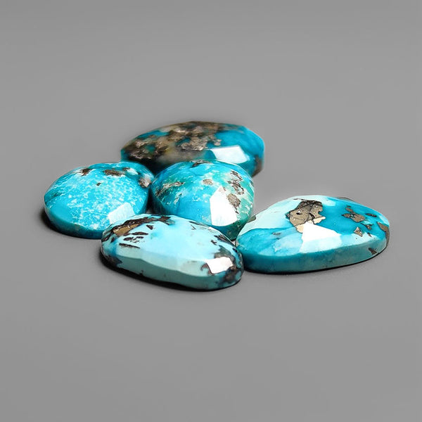 Rose Cut Persian Turquoise With Pyrite Inclusion Lot