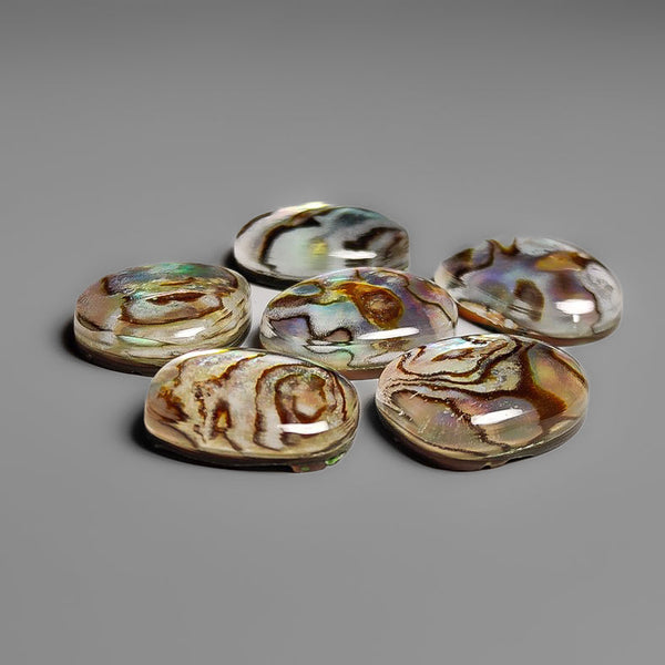 Abalone Shell Doublet with Quartz Cabochons Lot
