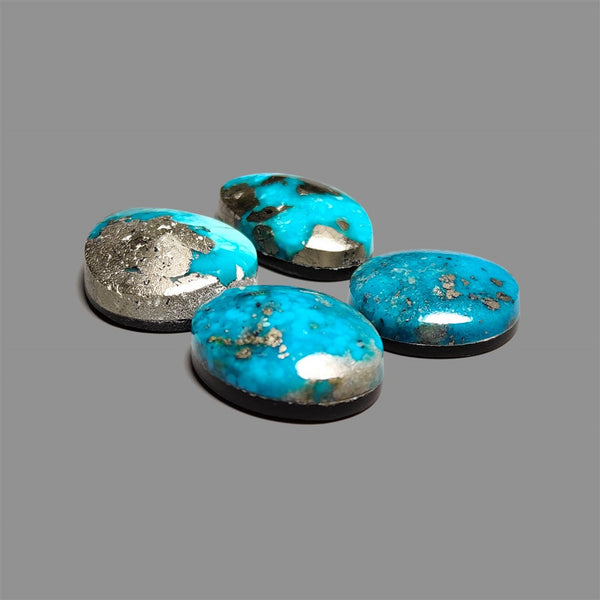 Morenci Turquoise Cabochons Lot With Pyrite Inclusions