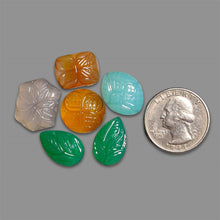 Handcarved Mix Gemstones Lot ( Chalcedony And Carnelian Agate)-5303 | Gemstone for sale | Gemstones by Lapidary Artist