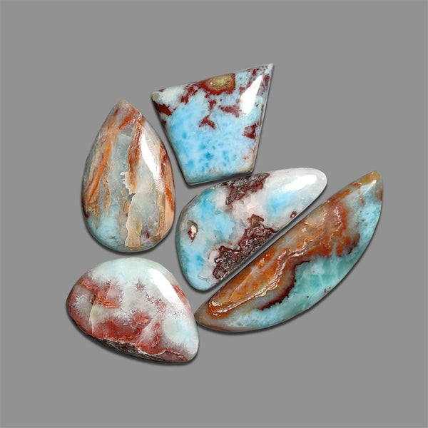Red-Moss-Larimar-Cabochons-Lot-5052 | Gemstone for sale | Gemstones by Lapidary Artist