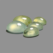 Gemmy Prehnite With Black Tourmaline Inclusions Cabochons Lot