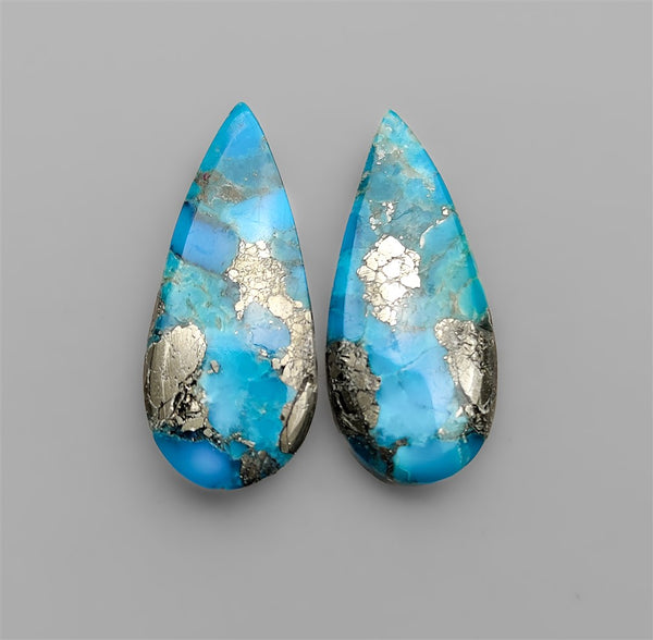 Morenci Turquoise Pair With Pyrite Inclusion