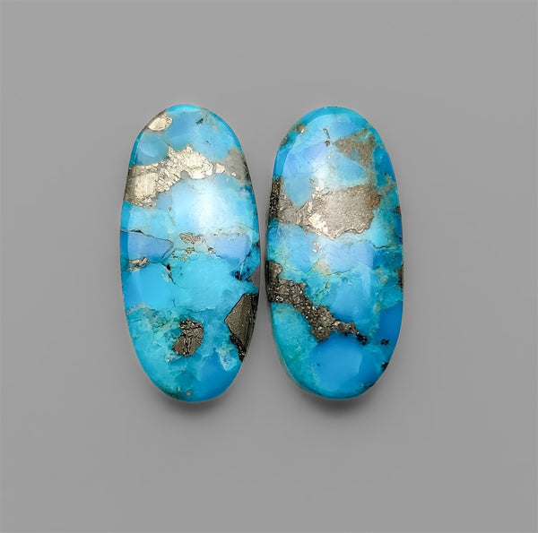 Morenci Turquoise Pair With Pyrite Inclusion